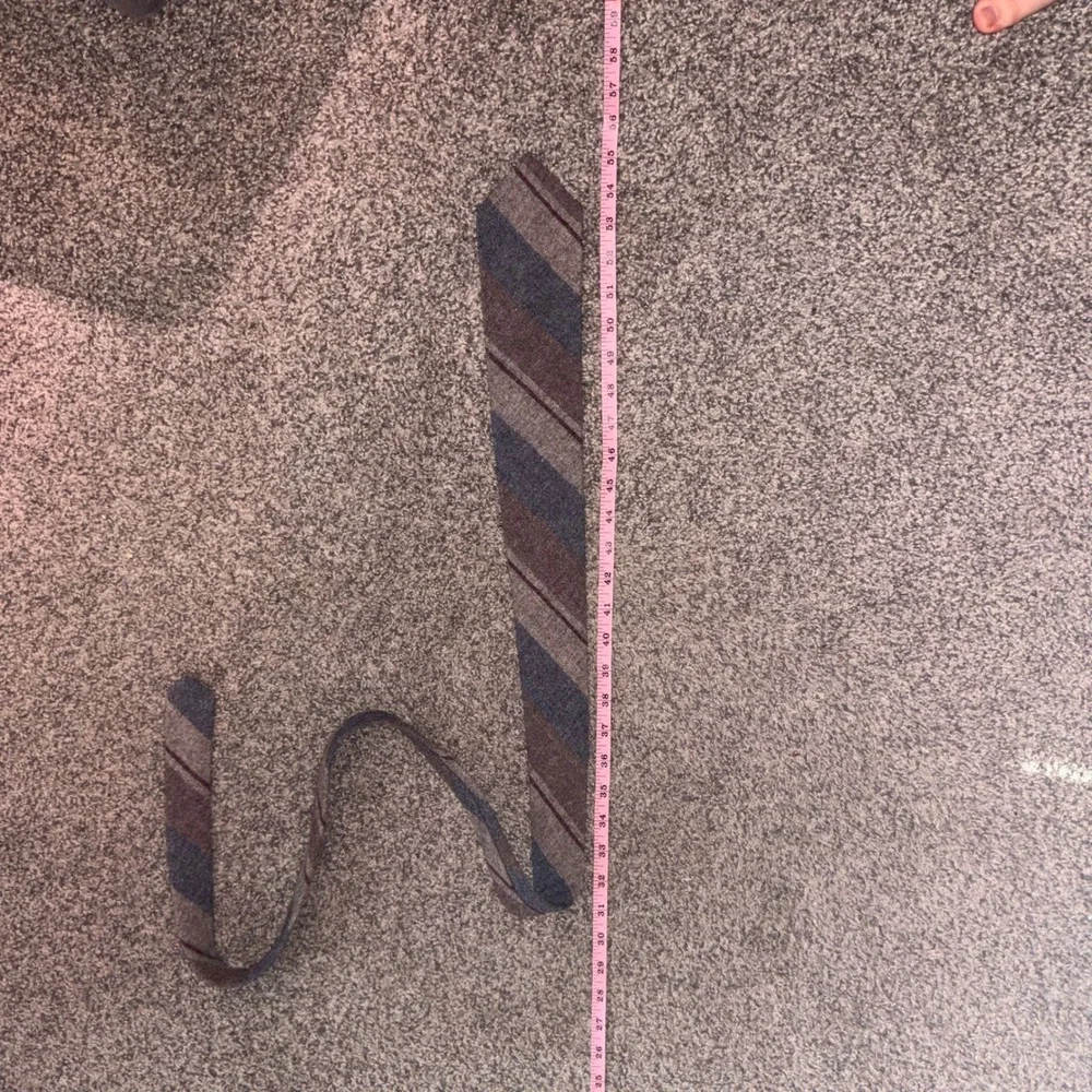 John Henry Necktie Mens OS Brown Blue Excellent Wool Blend Striped Woven England